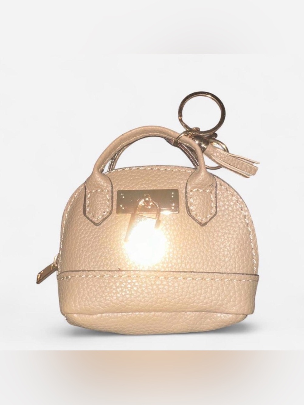 Camel Mini Dome Bag Charm with Gold Hardware